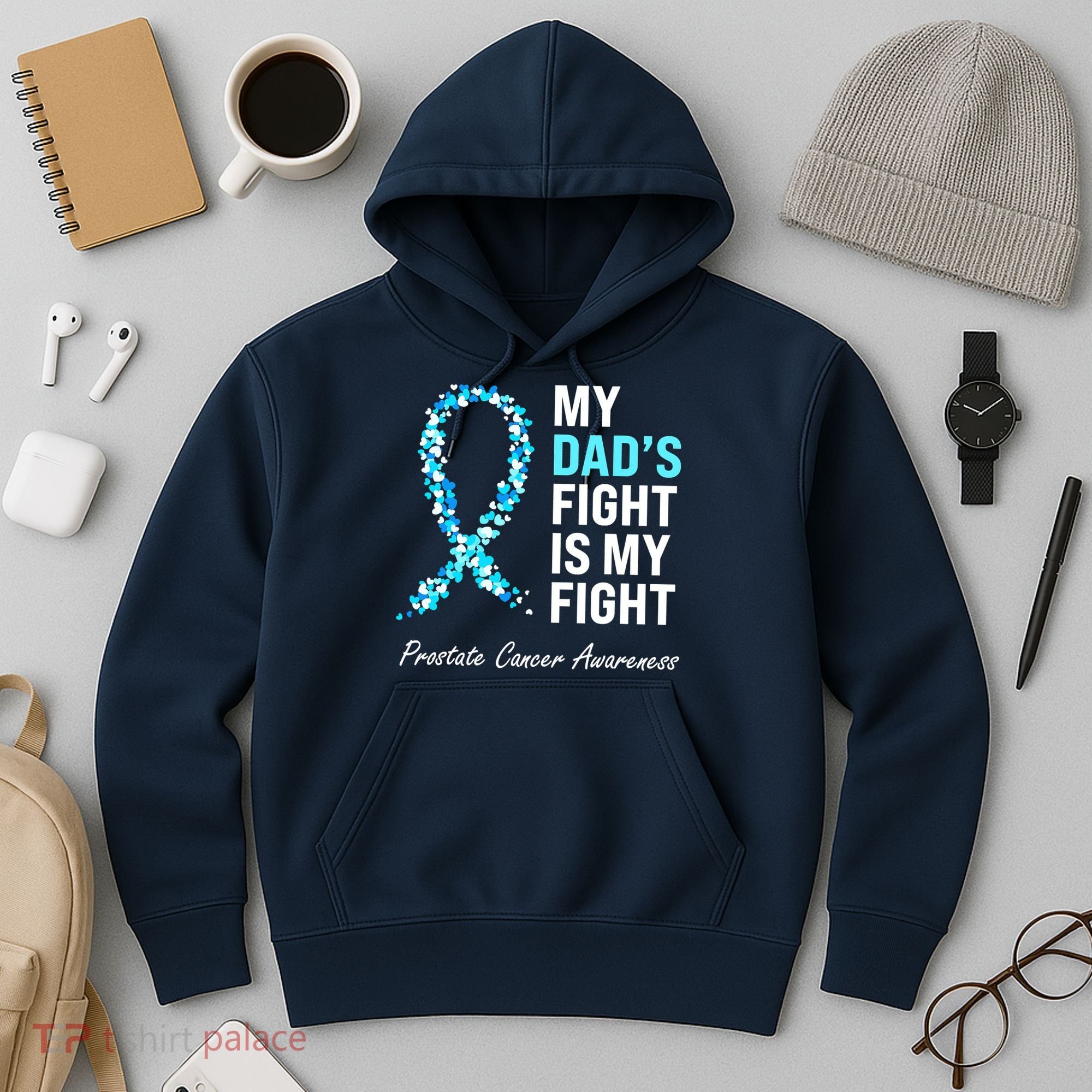Family Prostate Cancer Awareness Light Blue Ribbon Survivor Hoodie