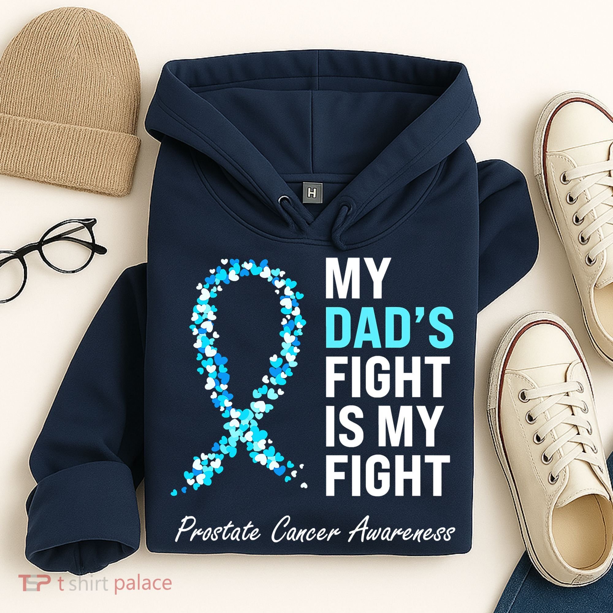 Family Prostate Cancer Awareness Light Blue Ribbon Survivor Hoodie