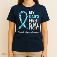Family Prostate Cancer Awareness Light Blue Ribbon Survivor T-Shirt thumb 4