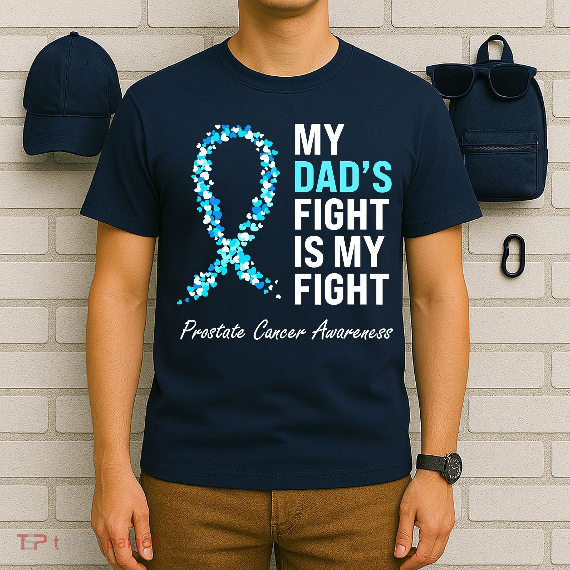 Family Prostate Cancer Awareness Light Blue Ribbon Survivor T-Shirt