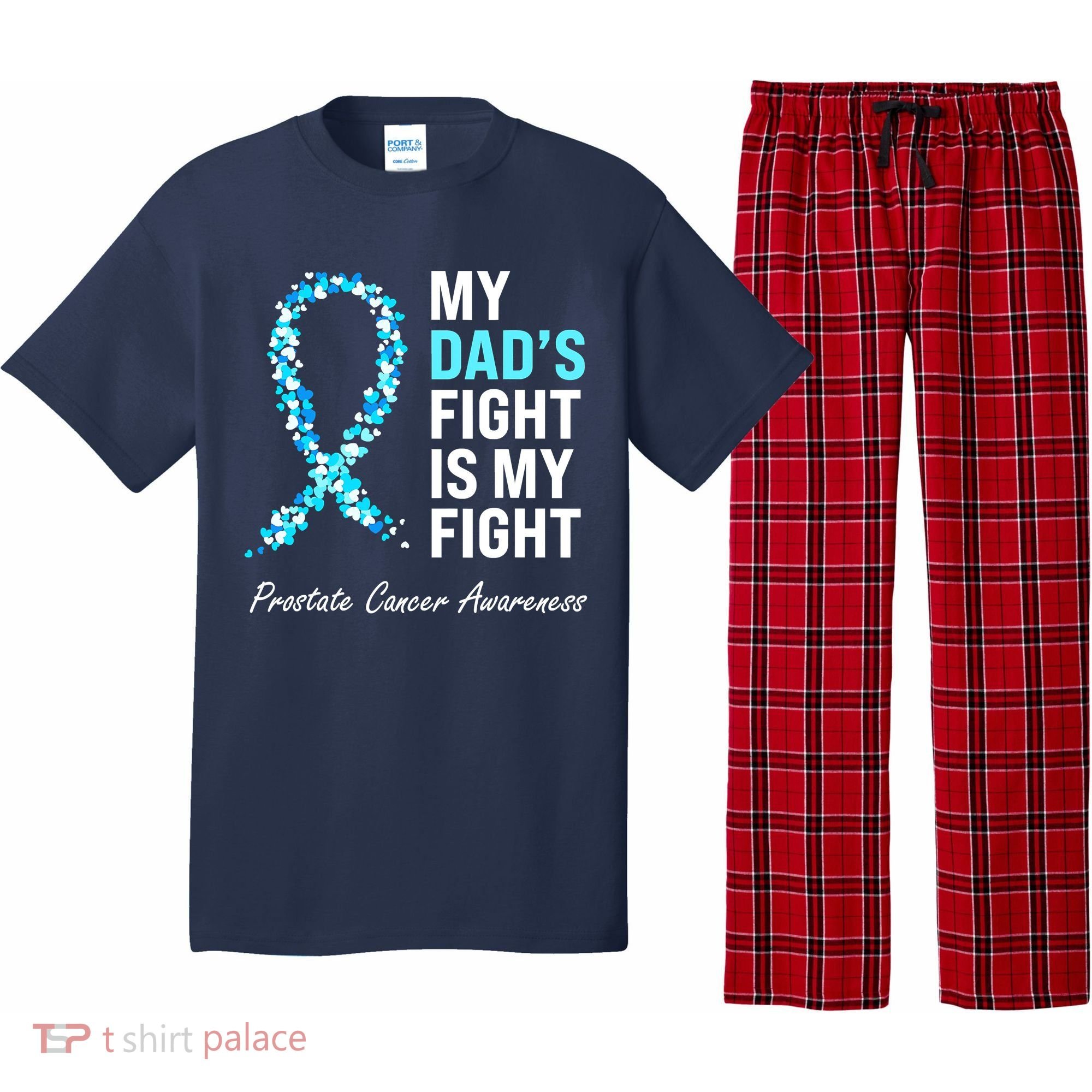 Family Prostate Cancer Awareness Light Blue Ribbon Survivor Pajama Set