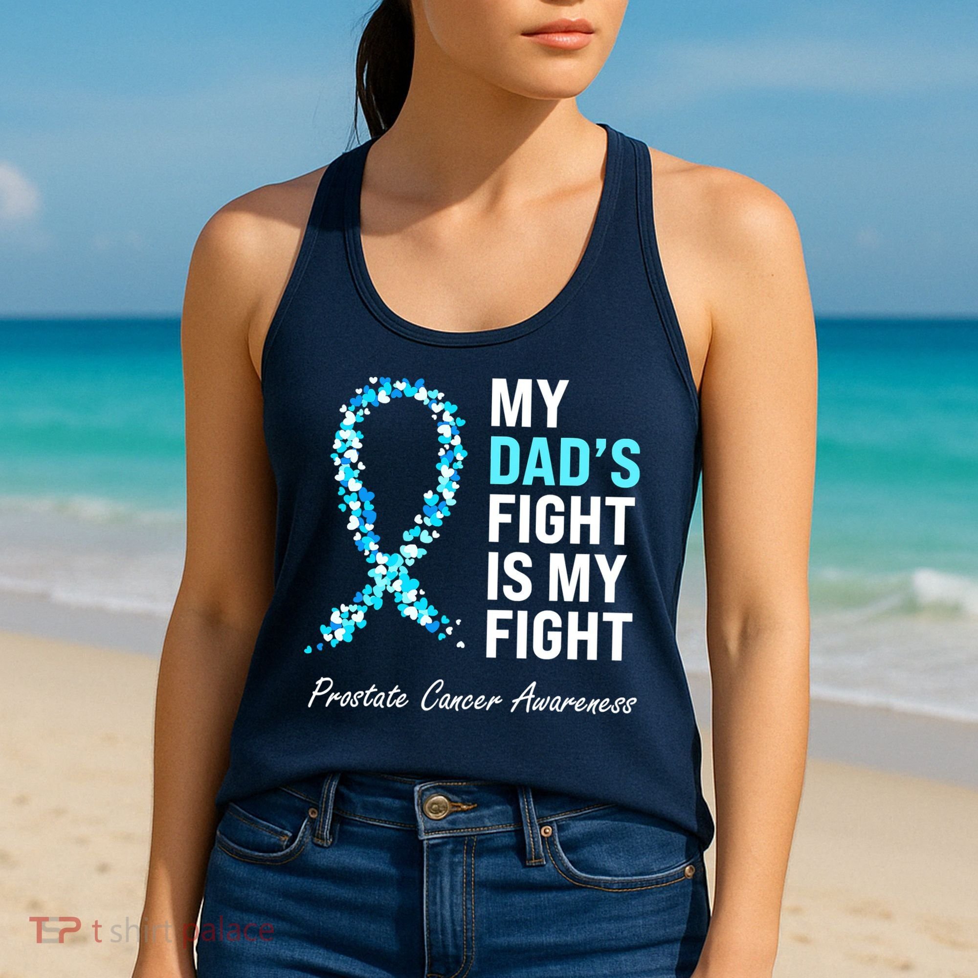 Family Prostate Cancer Awareness Light Blue Ribbon Survivor Women's Tank Top