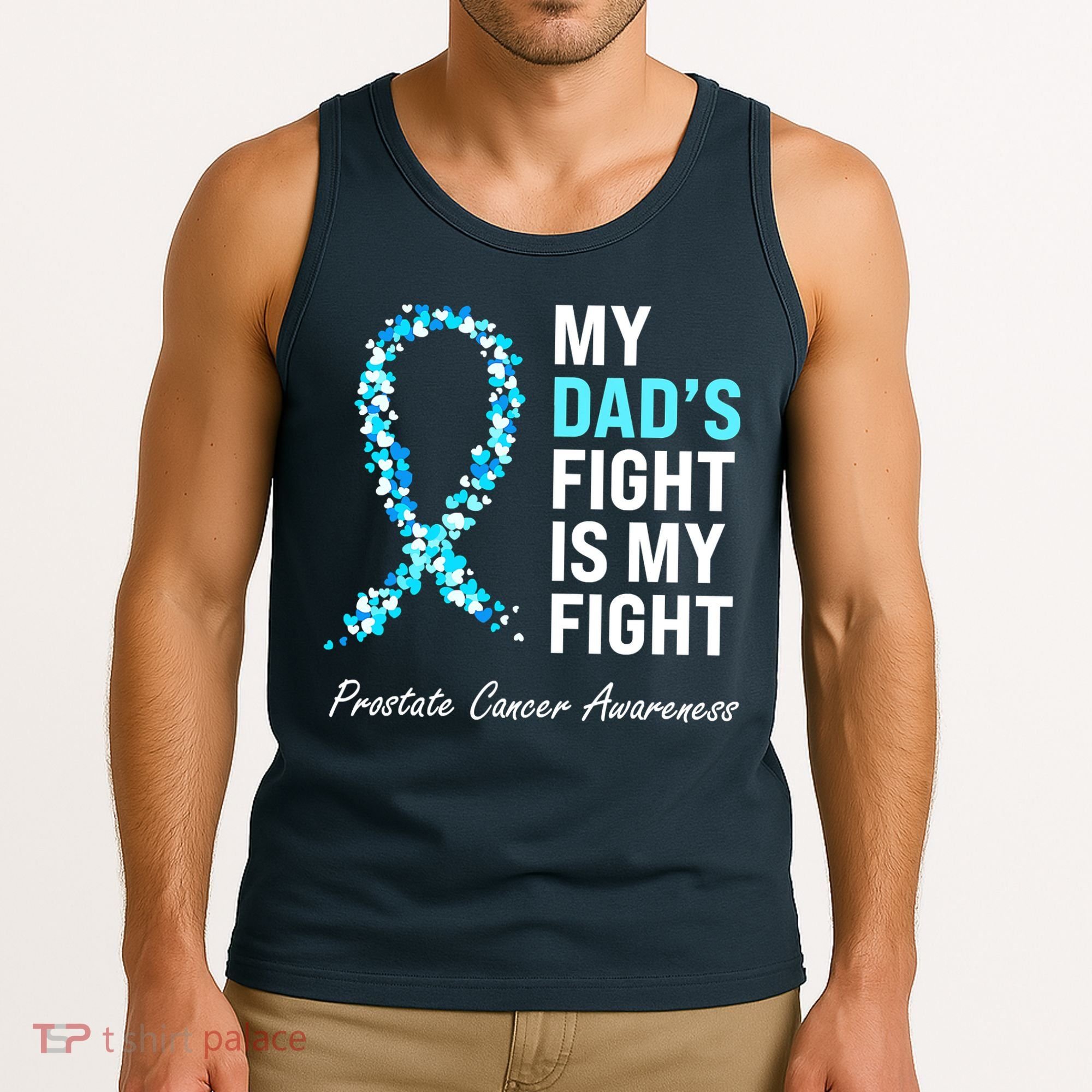 Family Prostate Cancer Awareness Light Blue Ribbon Survivor Tank Top