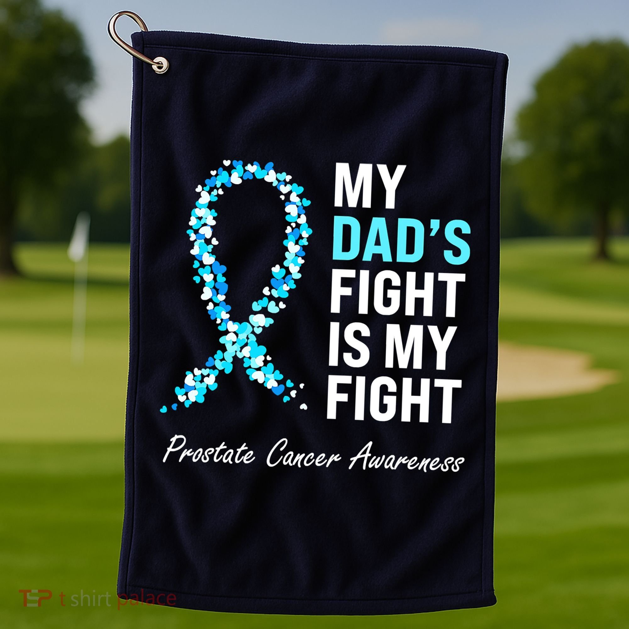 Family Prostate Cancer Awareness Light Blue Ribbon Survivor Golf Towel