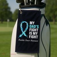 Family Prostate Cancer Awareness Light Blue Ribbon Survivor Golf Towel thumb 2