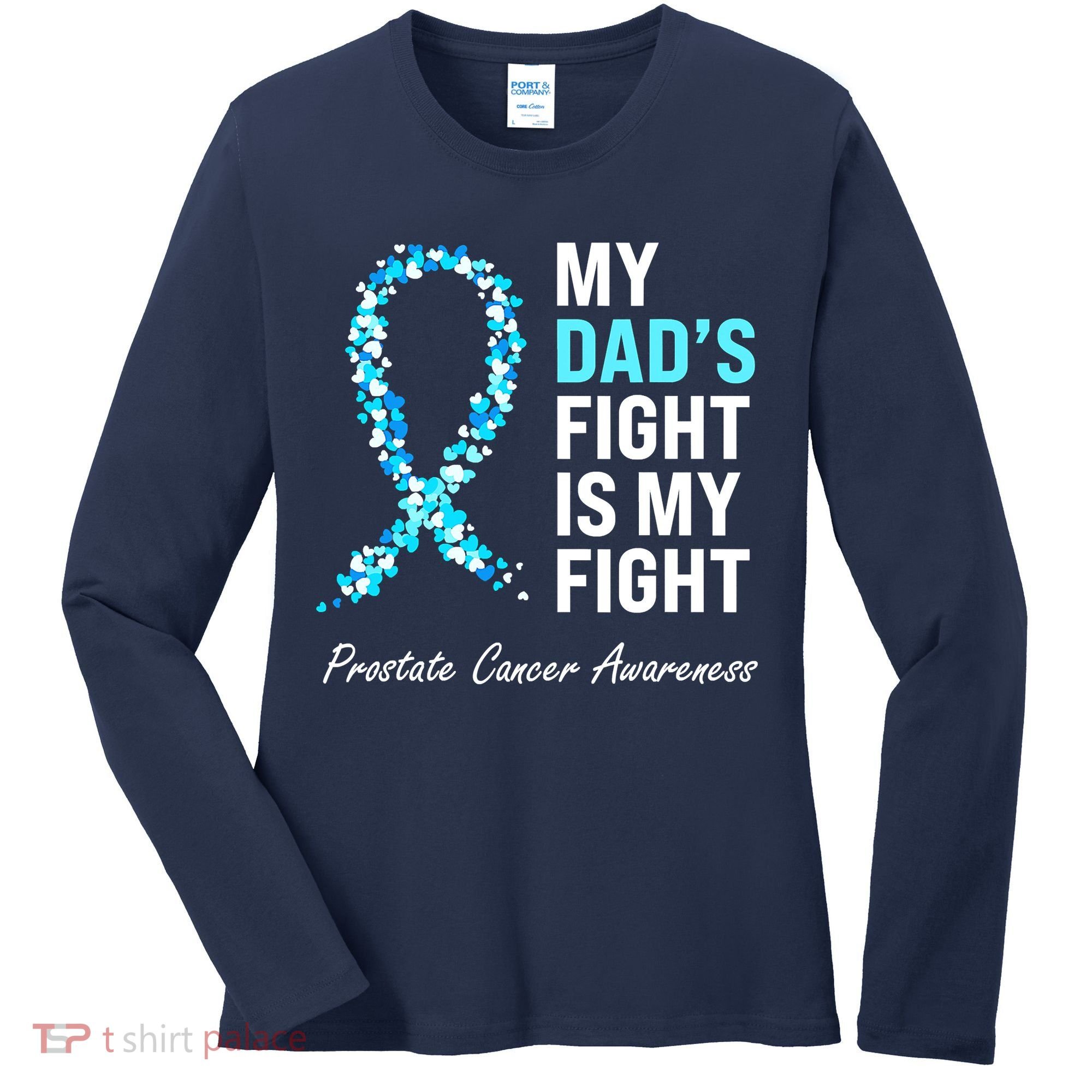 Family Prostate Cancer Awareness Light Blue Ribbon Survivor Women's Long Sleeve Shirt