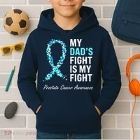 Family Prostate Cancer Awareness Light Blue Ribbon Survivor Kids Hoodie thumb 2