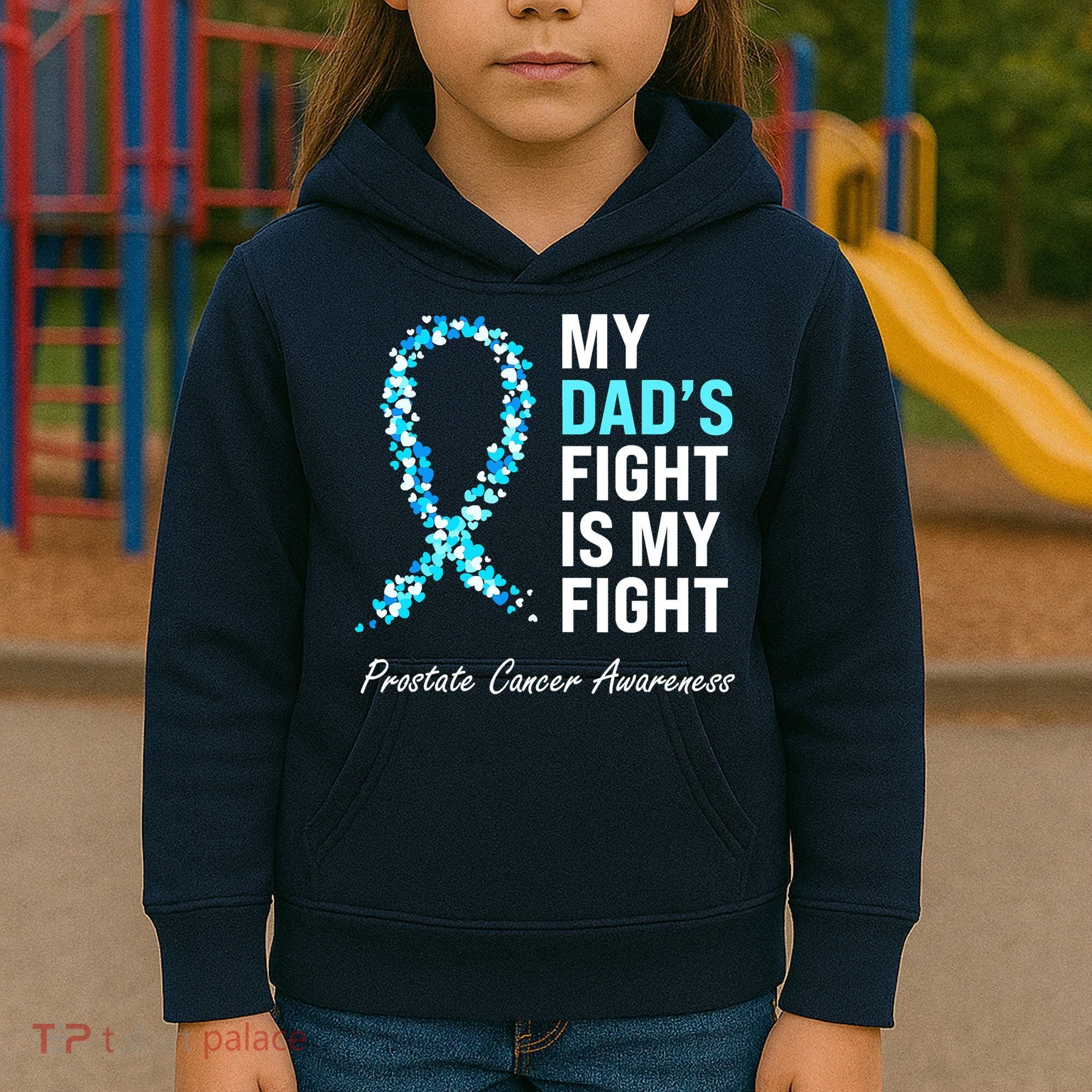 Family Prostate Cancer Awareness Light Blue Ribbon Survivor Kids Hoodie