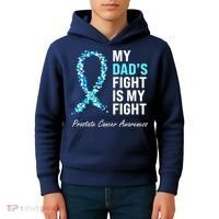 Family Prostate Cancer Awareness Light Blue Ribbon Survivor Kids Hoodie thumb 4