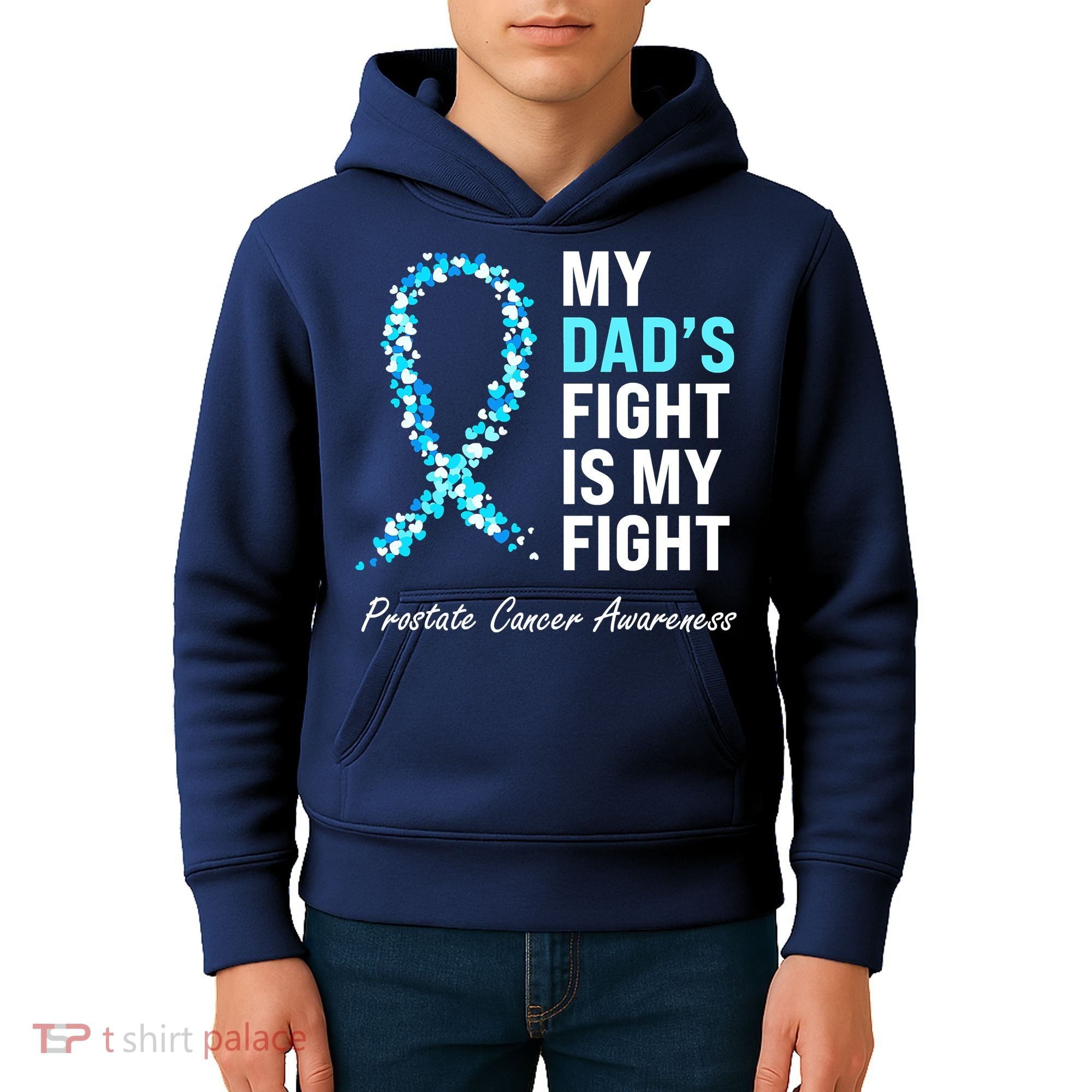 Family Prostate Cancer Awareness Light Blue Ribbon Survivor Kids Hoodie
