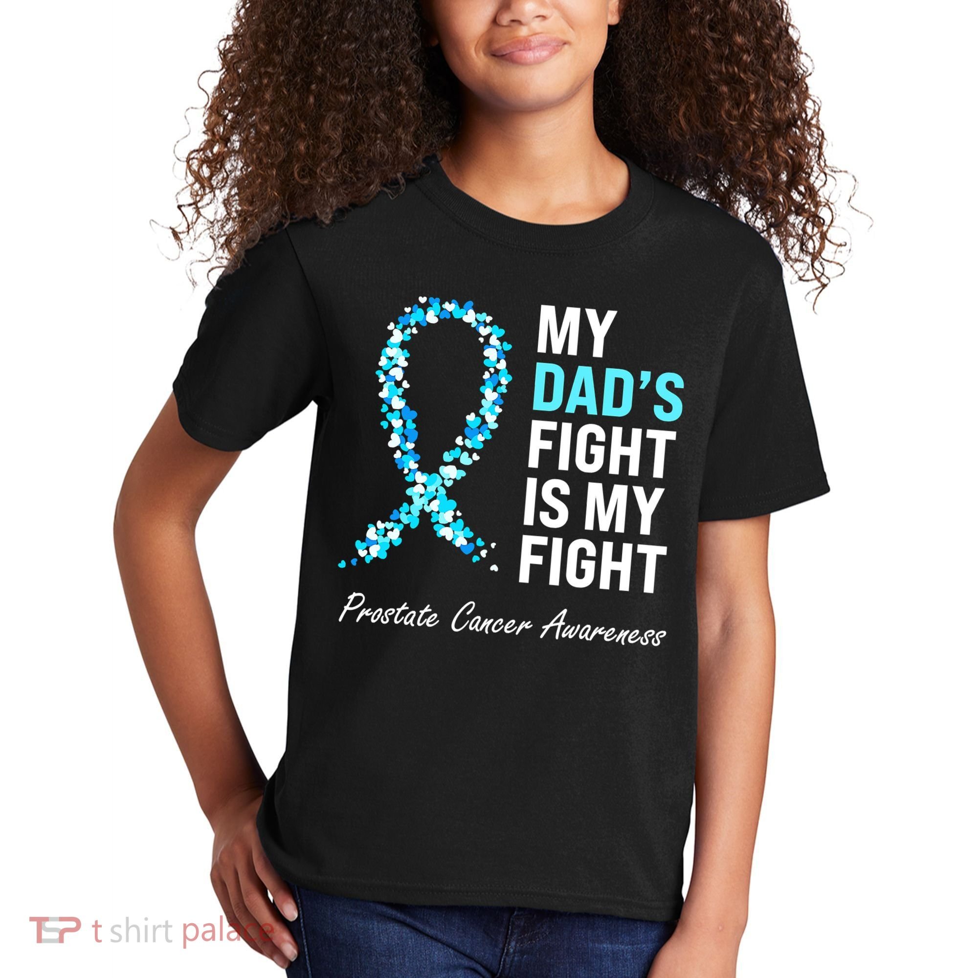 Family Prostate Cancer Awareness Light Blue Ribbon Survivor Kids T-Shirt