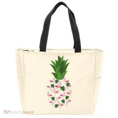 Flamingo Pineapple Cute Fun Summer Tote Bag