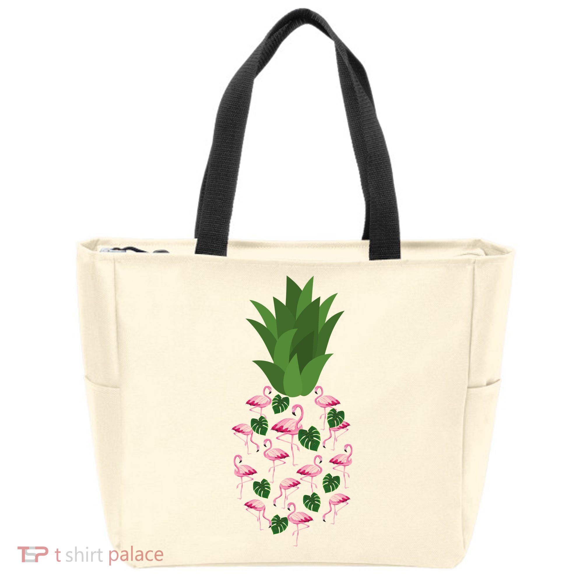 Flamingo Pineapple Cute Fun Summer Tote Bag