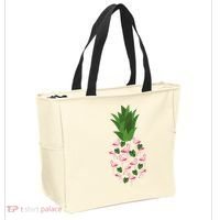 Flamingo Pineapple Cute Fun Summer Tote Bag thumb 2