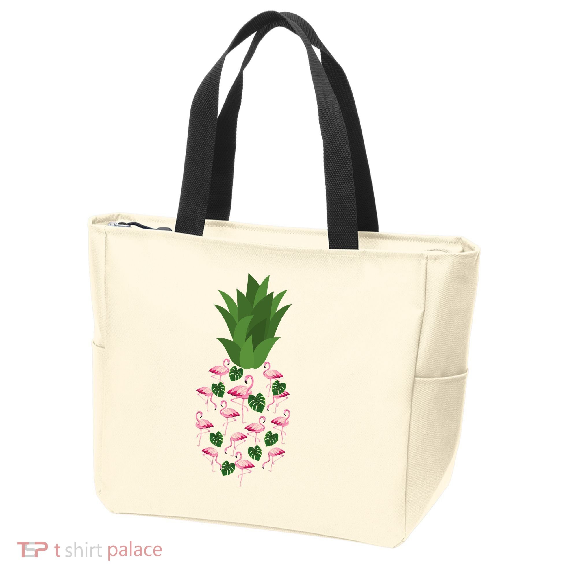 Flamingo Pineapple Cute Fun Summer Tote Bag
