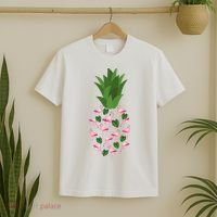 Flamingo Pineapple Cute Fun Summer T-Shirt thumb 2