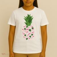 Flamingo Pineapple Cute Fun Summer T-Shirt thumb 4