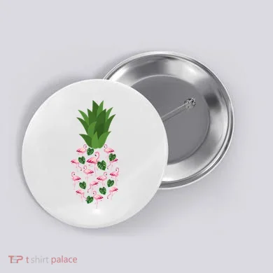 Flamingo Pineapple Cute Fun Summer Button