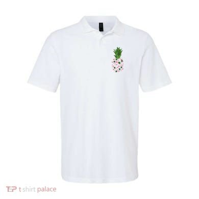 Flamingo Pineapple Cute Fun Summer Polo
