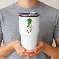 Flamingo Pineapple Cute Fun Summer Tumbler thumb 2