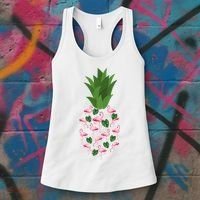 Flamingo Pineapple Cute Fun Summer Women's Tank Top thumb 3