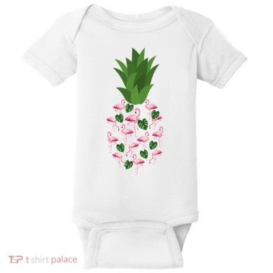 Flamingo Pineapple Cute Fun Summer Baby Bodysuit
