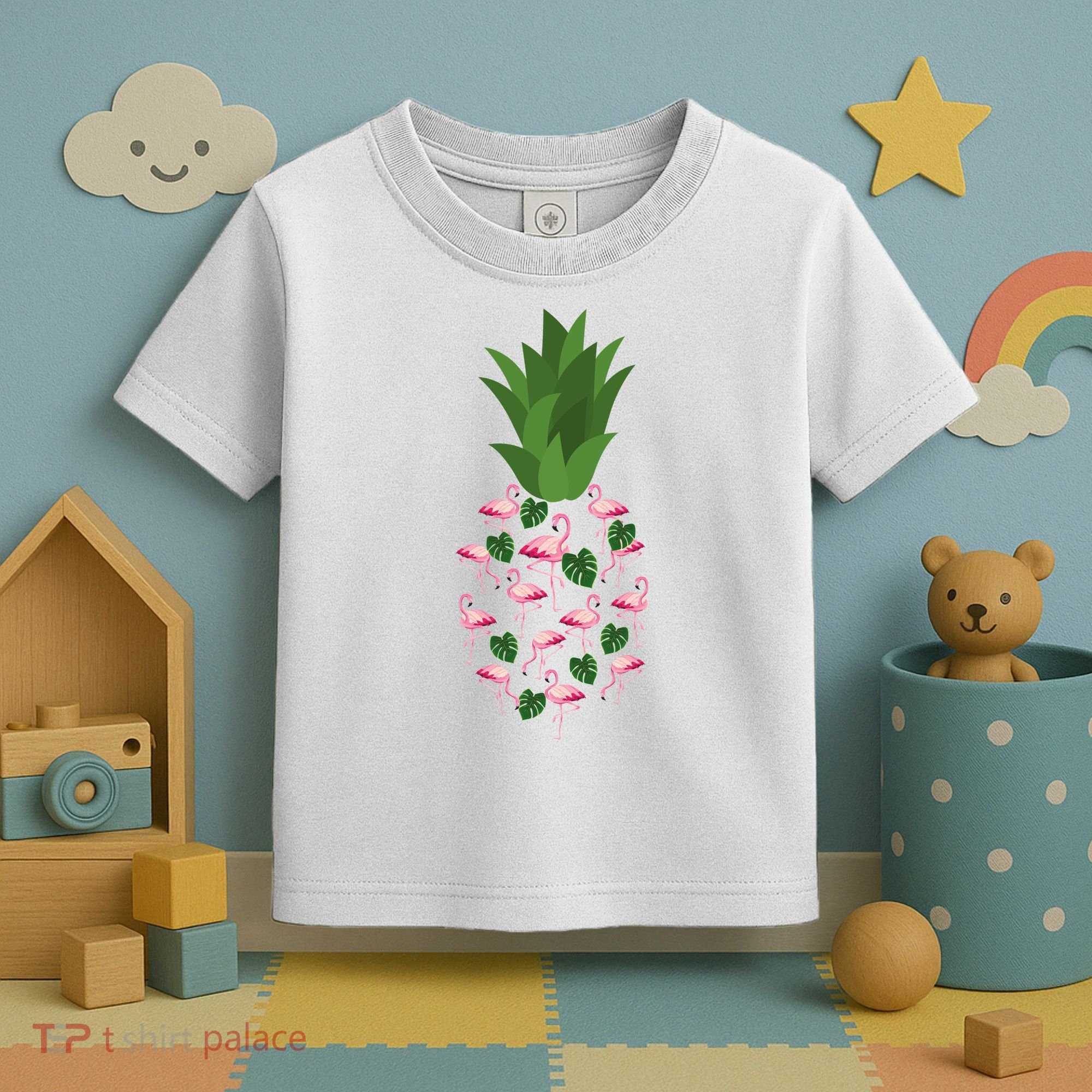Flamingo Pineapple Cute Fun Summer Toddler T-Shirt