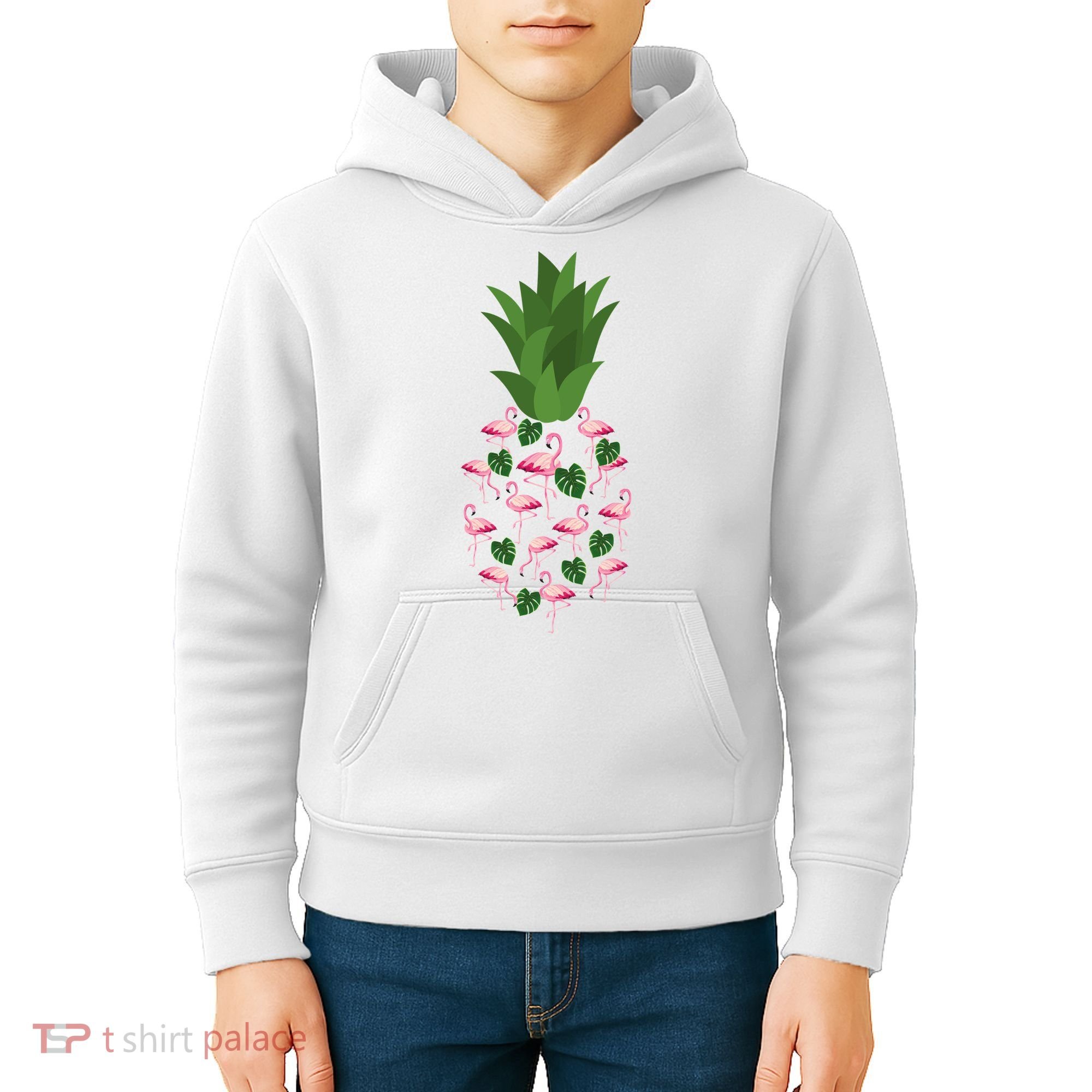 Flamingo Pineapple Cute Fun Summer Kids Hoodie