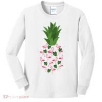 Flamingo Pineapple Cute Fun Summer Kids Long Sleeve Shirt thumb 0