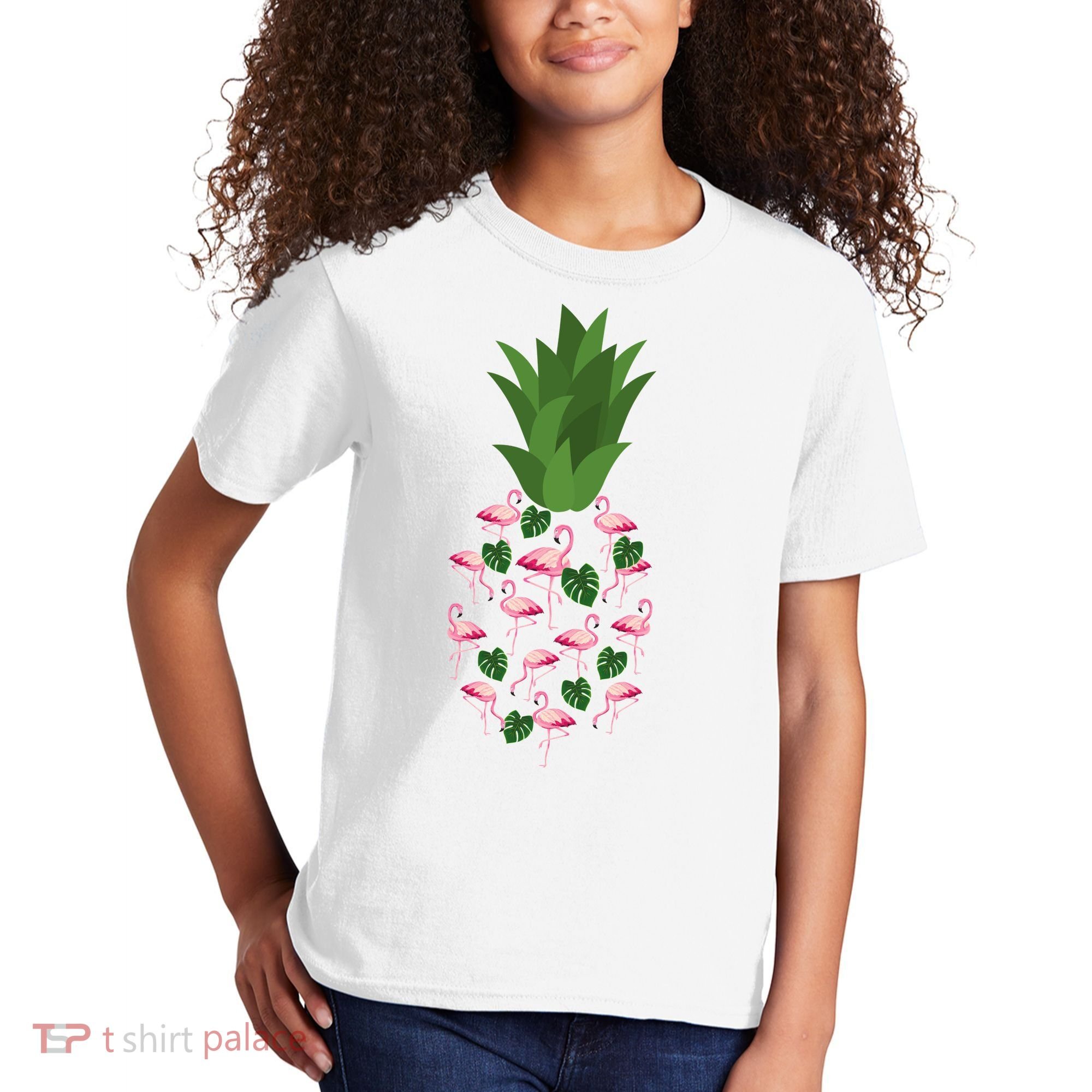 Flamingo Pineapple Cute Fun Summer Kids T-Shirt