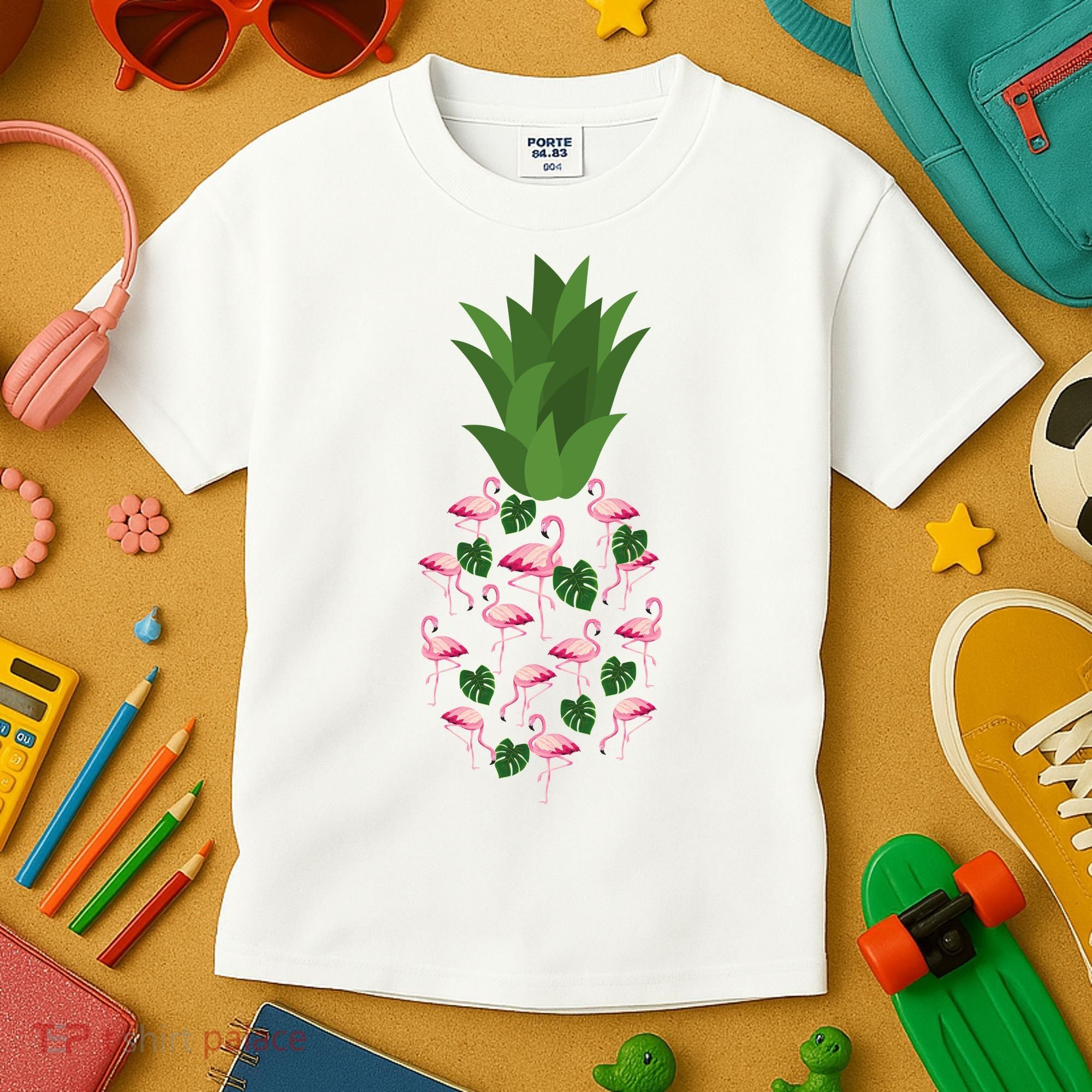 Flamingo Pineapple Cute Fun Summer Kids T-Shirt