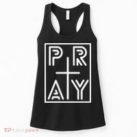 Funny Pray Christian Cross Religious Faith Jesus Lover Women's Tank Top thumb 0