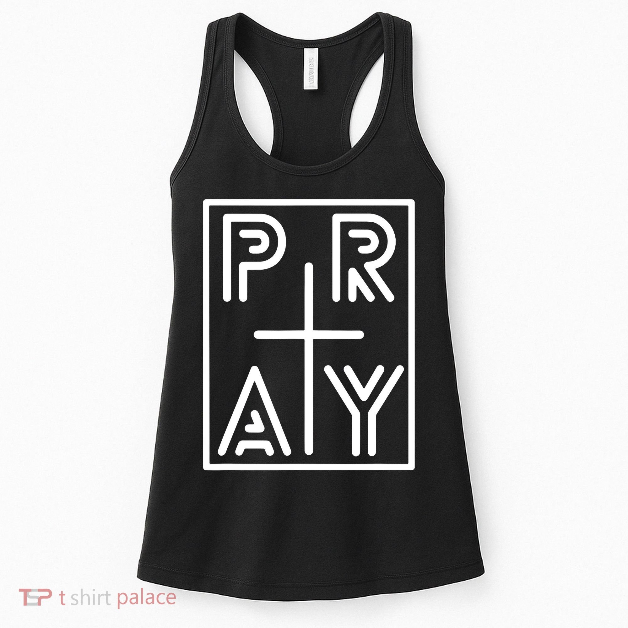 Funny Pray Christian Cross Religious Faith Jesus Lover Women's Tank Top