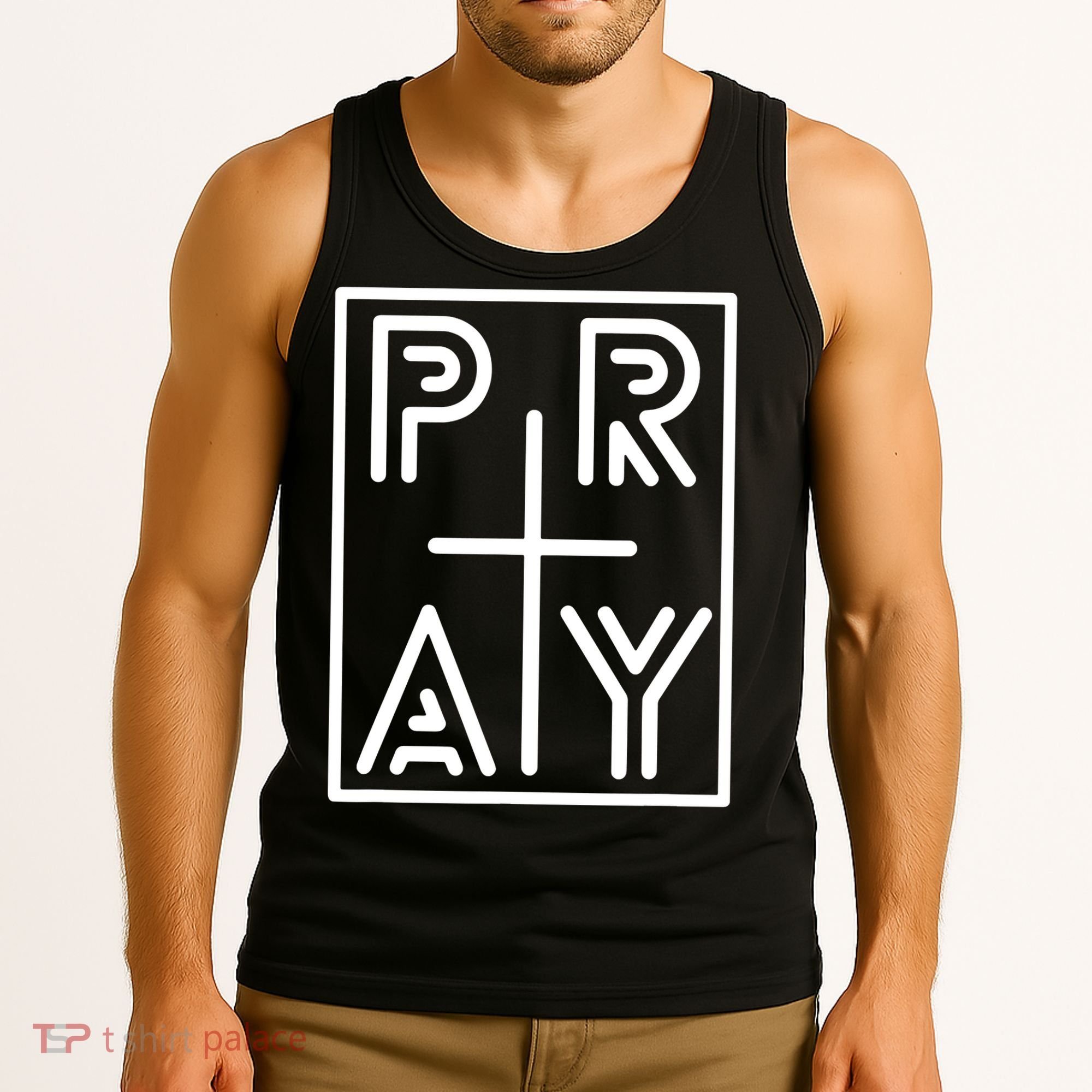 Funny Pray Christian Cross Religious Faith Jesus Lover Tank Top