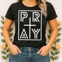 Funny Pray Christian Cross Religious Faith Jesus Lover Women's T-Shirt thumb 2