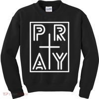 Funny Pray Christian Cross Religious Faith Jesus Lover Kids Sweatshirt thumb 0