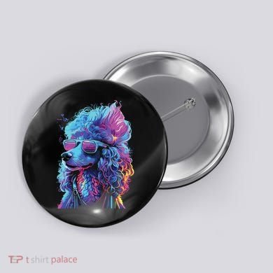 Funny Poodle Colorful Poodle Wearing Sunglasses Button