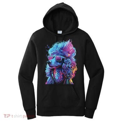 Funny Poodle Colorful Poodle Wearing Sunglasses Women's Hoodie