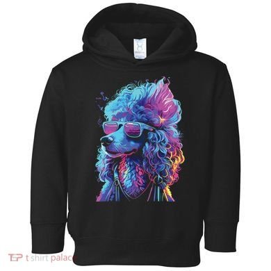 Funny Poodle Colorful Poodle Wearing Sunglasses Toddler Hoodie