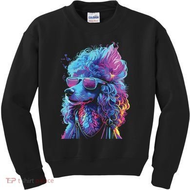 Funny Poodle Colorful Poodle Wearing Sunglasses Kids Sweatshirt