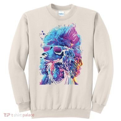 Funny Poodle Colorful Poodle Wearing Sunglasses Sweatshirt