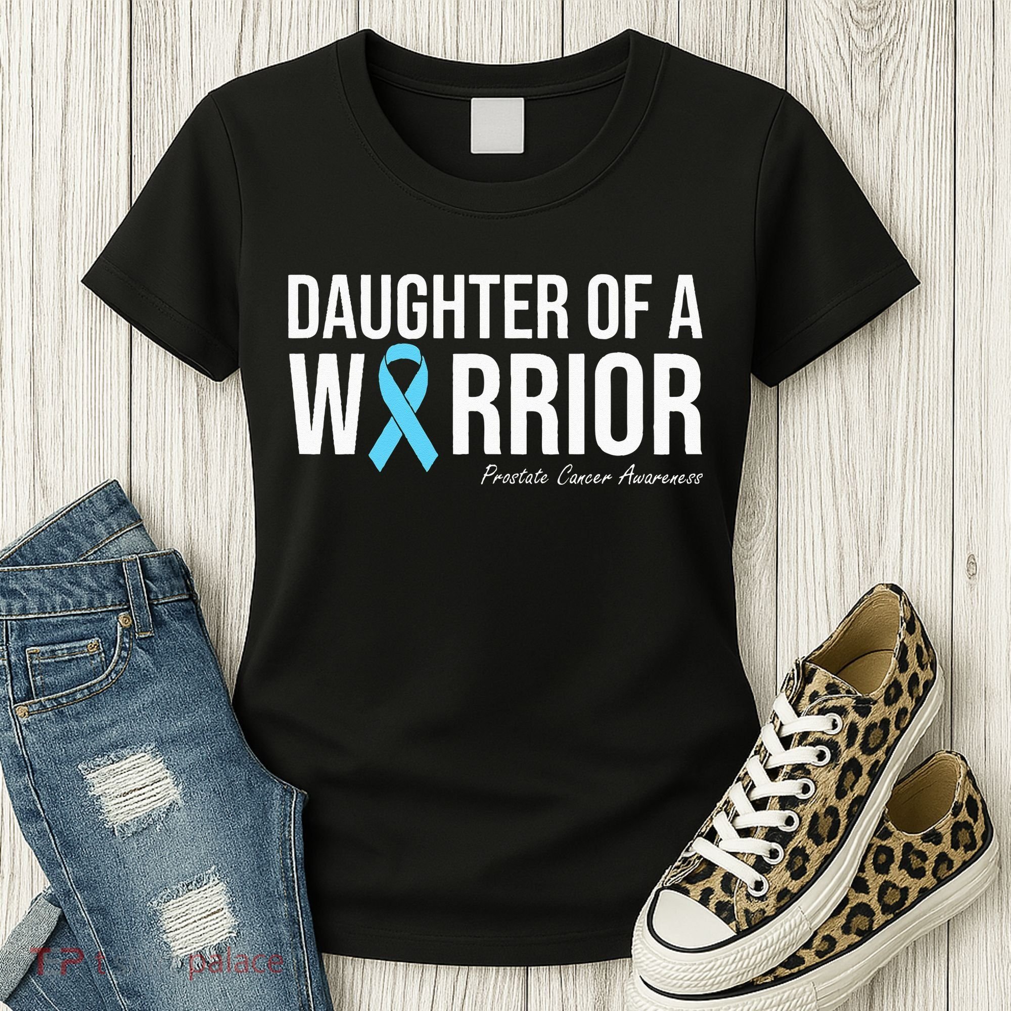 Family Prostate Cancer Awareness Light Blue Daughter Warrior Women's T-Shirt