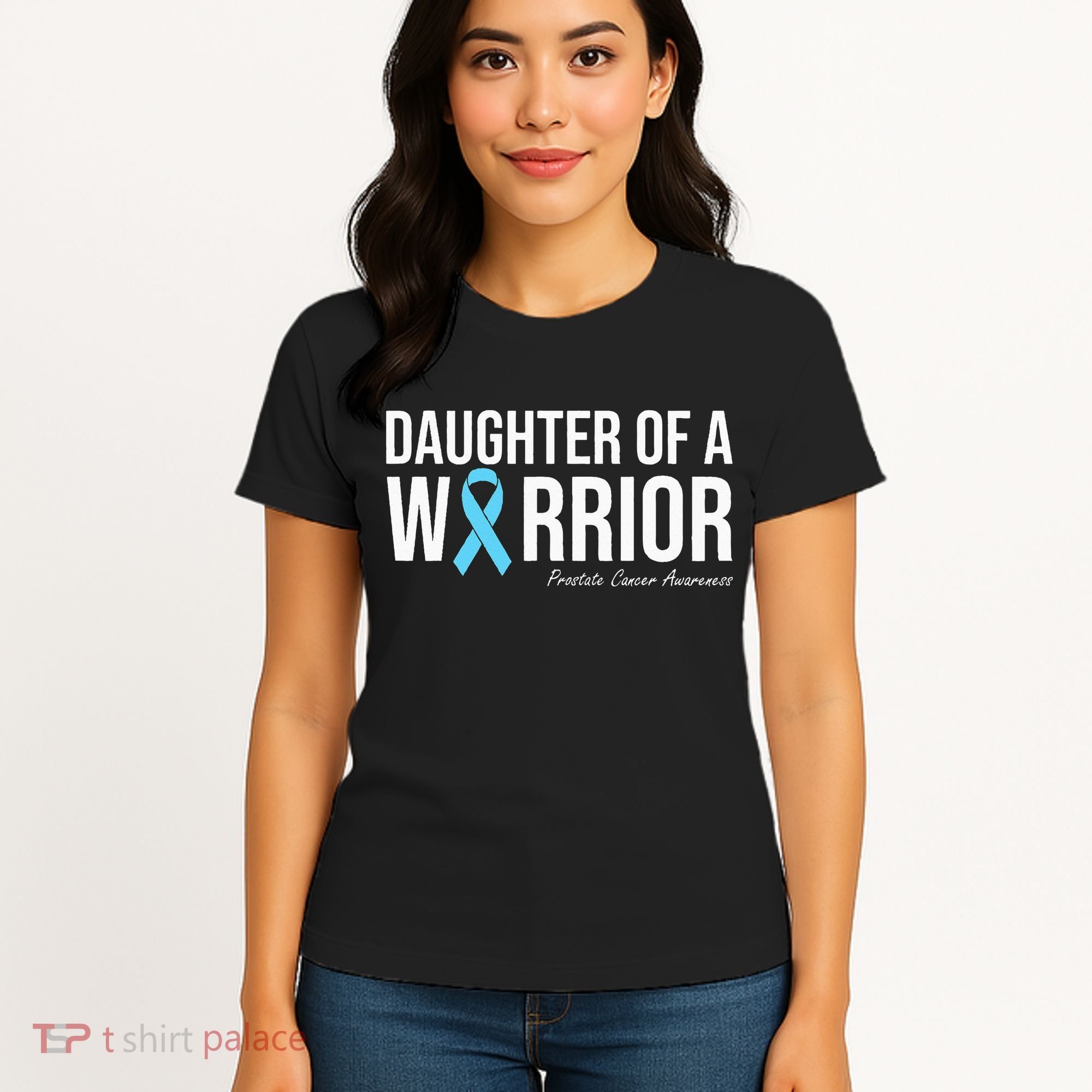 Family Prostate Cancer Awareness Light Blue Daughter Warrior Women's T-Shirt