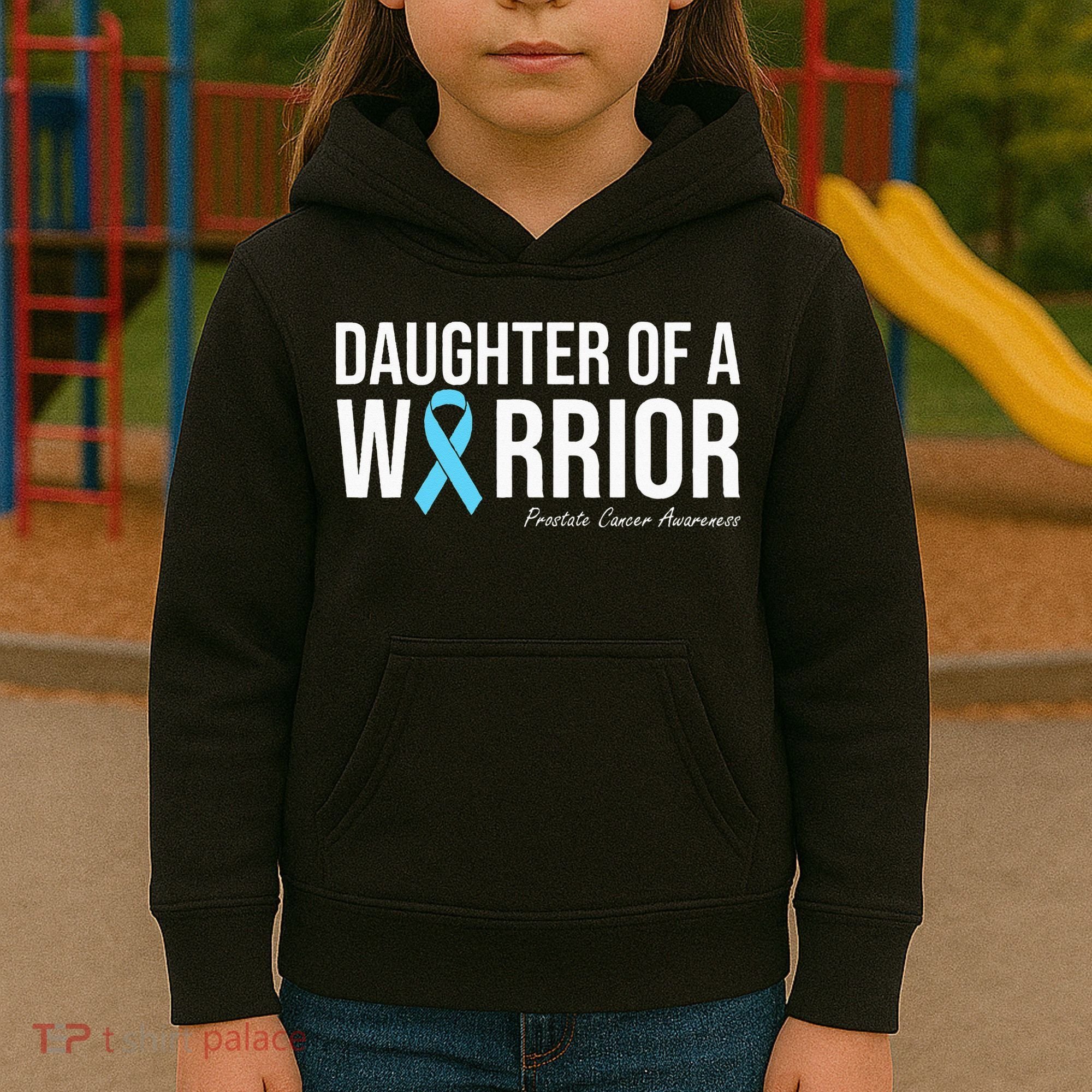 Family Prostate Cancer Awareness Light Blue Daughter Warrior Kids Hoodie