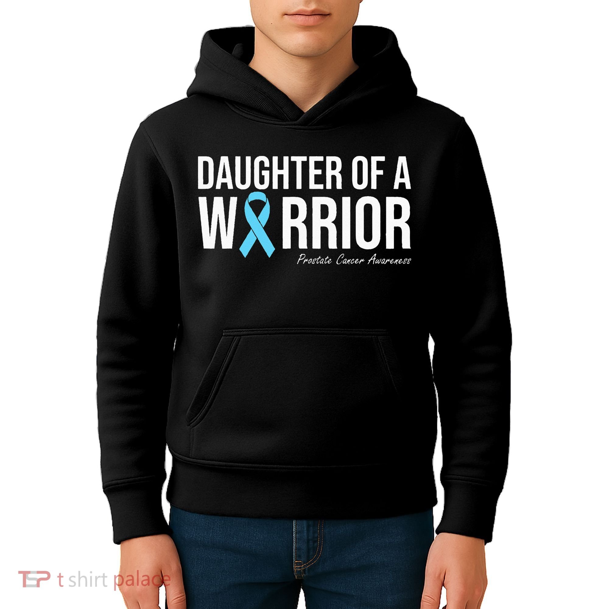 Family Prostate Cancer Awareness Light Blue Daughter Warrior Kids Hoodie