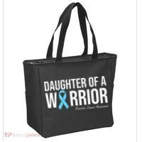 Family Prostate Cancer Awareness Light Blue Daughter Warrior Tote Bag thumb 2