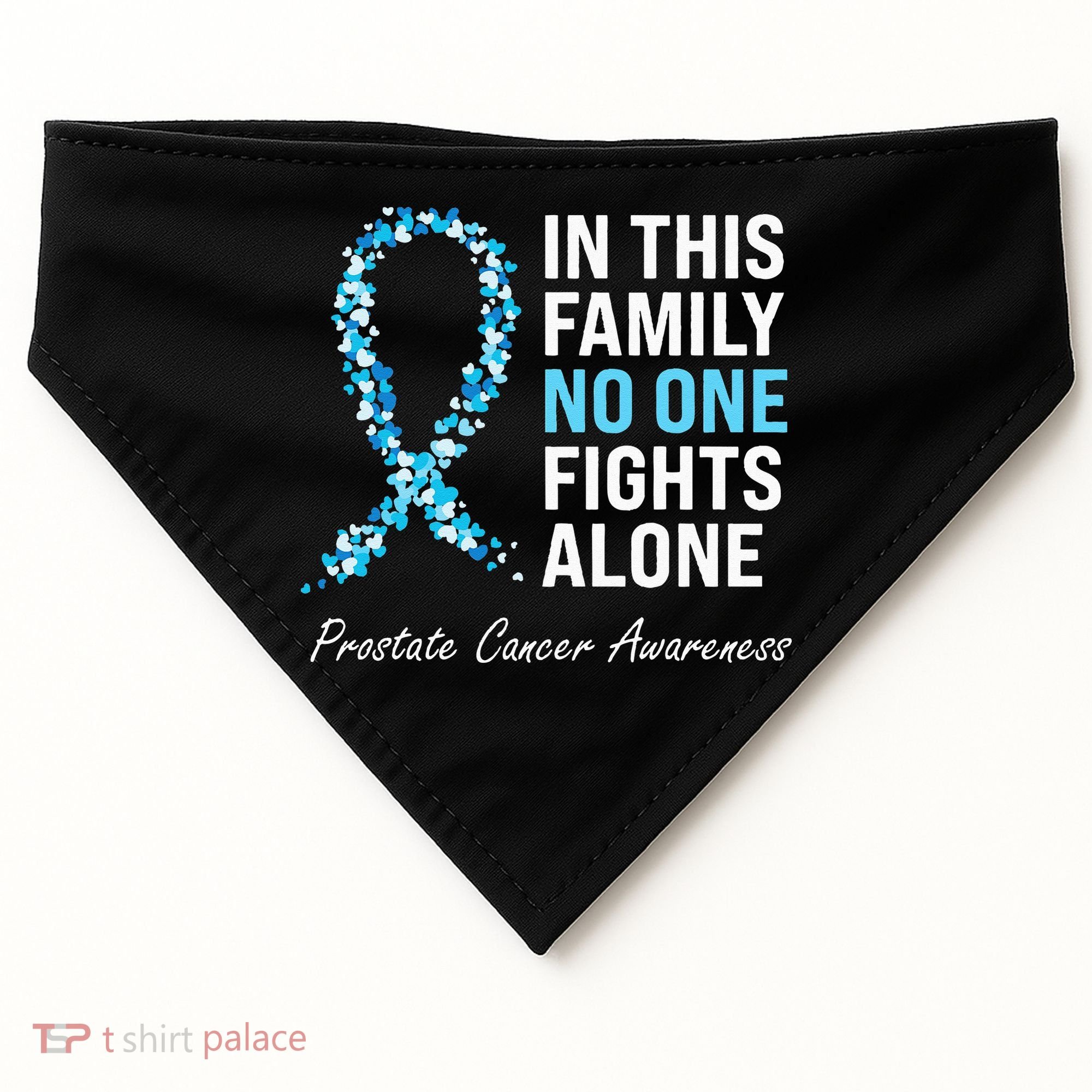 Family Prostate Cancer Awareness Light Blue Ribbon Survivor USA-Made Doggie Bandana