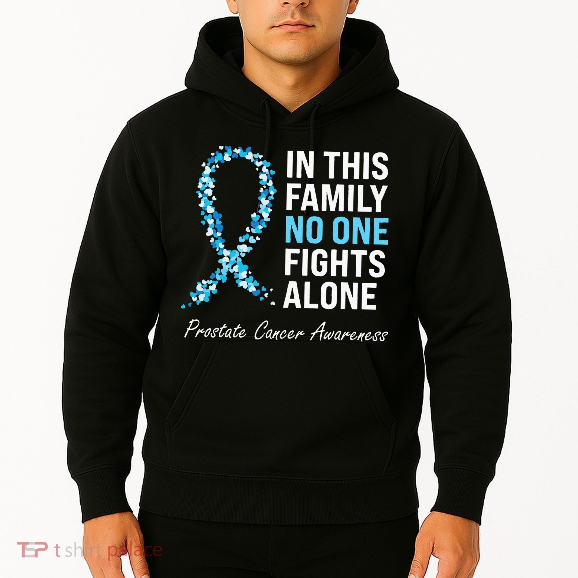 Family Prostate Cancer Awareness Light Blue Ribbon Survivor Hoodie