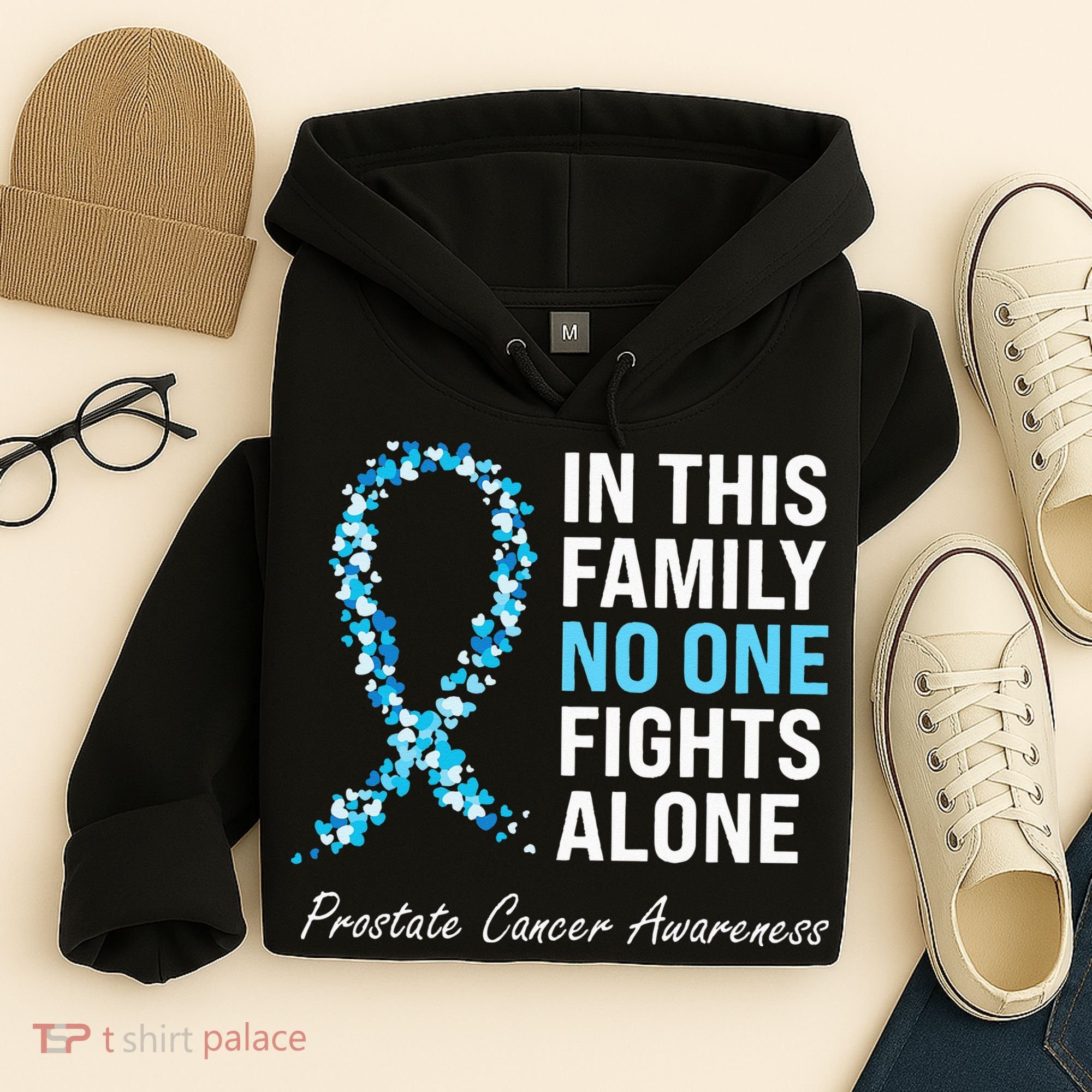 Family Prostate Cancer Awareness Light Blue Ribbon Survivor Hoodie