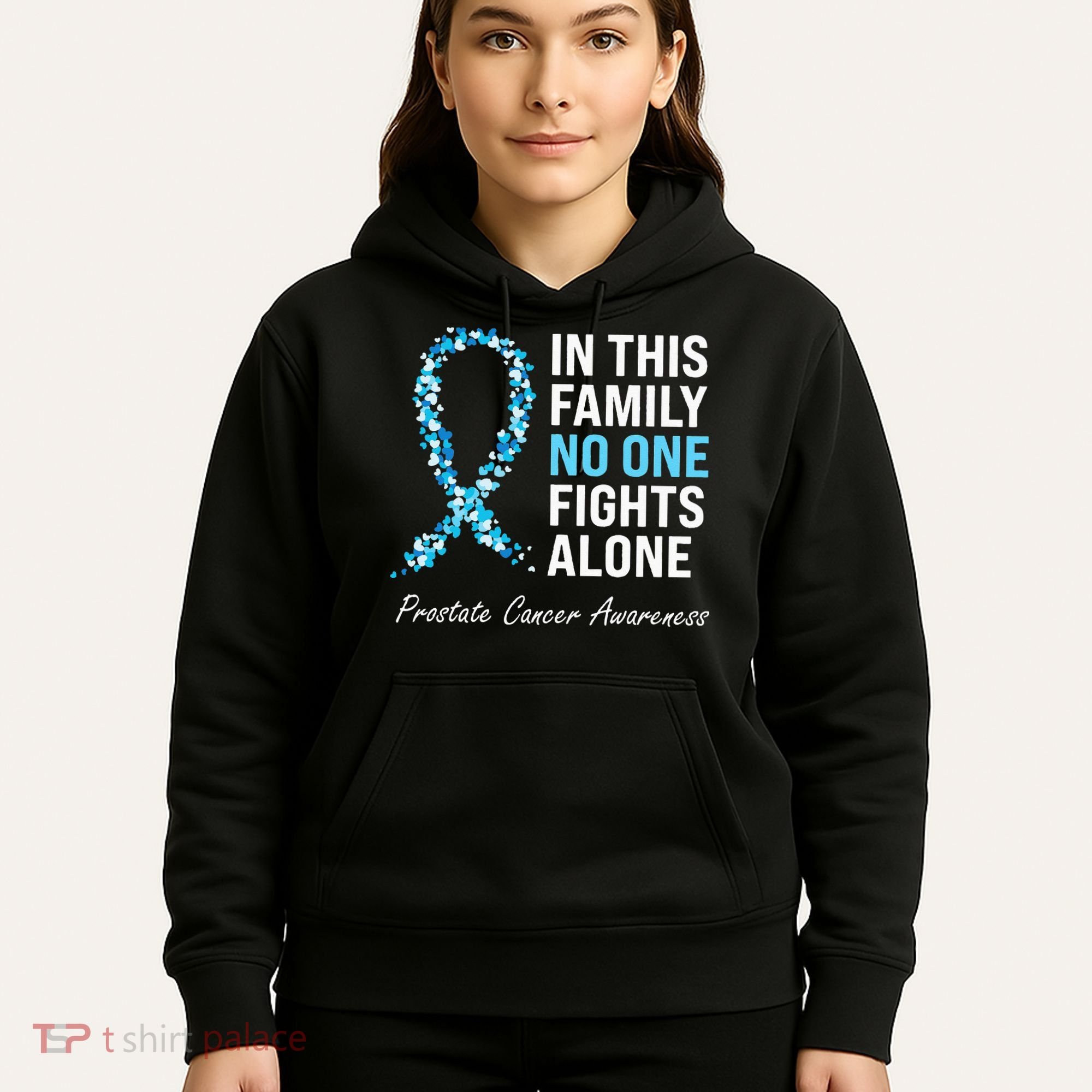 Family Prostate Cancer Awareness Light Blue Ribbon Survivor Hoodie